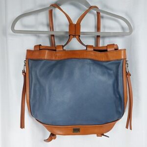 Kooba Hobo‎ Backpack Satchel Gray Tan Side Zippers
